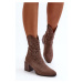 Suede ankle boots with an openwork upper on the block, brown Irvelame