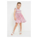 Ľanové šaty pre deti Mayoral ružová farba, mini, áčkový strih