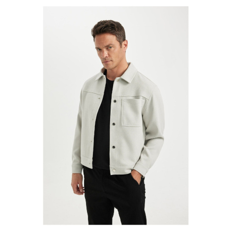 DEFACTO Relax Fit Polo Collar Snap Closure Pocket Lined Jacket Coat