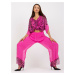 Pink wide trousers made of lined fabric