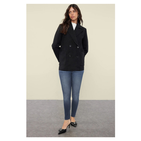 Trendyol Black Pocket Detailed Soft Texture Regular Short Coat