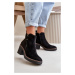 Insulated women's ankle boots with heels made of eco suede black Velarilla