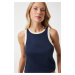 Happiness İstanbul Women's Navy Blue Sleeveless Contrast Colored Blouse