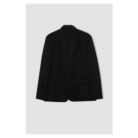 DEFACTO Relax Fit Jacket Collar Lined Buttoned Basic Plain Blazer Jacket