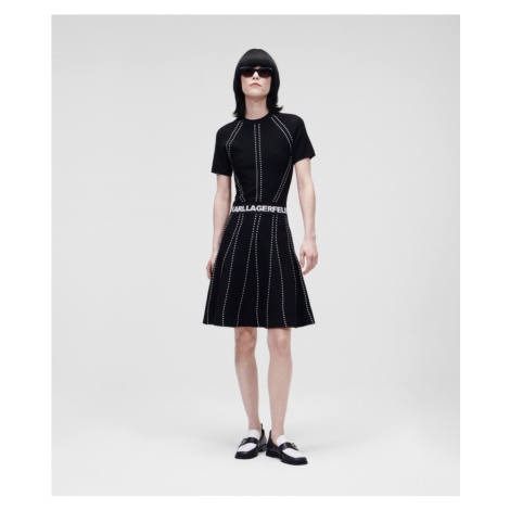 Šaty Karl Lagerfeld S/Slv Knitted Logo Dress Čierna