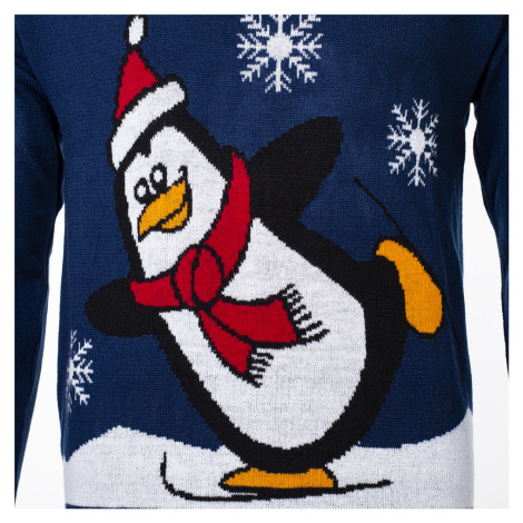 Pánsky vianočný sveter Penguin tmavomodrý