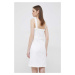 Rifľové šaty GAP biela farba, mini, rovný strih