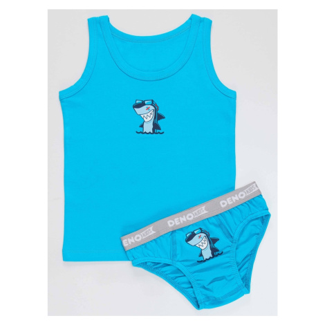 Denokids Shark Boy Blue Undershirt Slip Set
