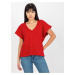 Dark red monochrome V-neck T-shirt by MAYFLIES