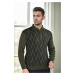 29477 Dewberry Zippered Polo Collar Mens Sweater-Khaki