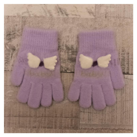 Detské zateplené fialové rukavice 6-12Y BOW
