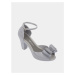 Sivé lesklé sandálky s trblietavou mašľou Zaxy Diva Top