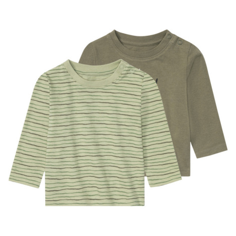 lupilu® Detské tričko s dlhým rukávom, 2 kusy (zelená/tmavozelená)