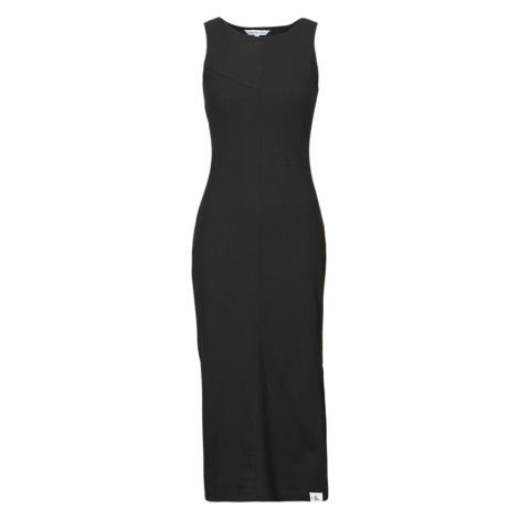 Calvin Klein Jeans  SEAMING LONG RIB DRESS  Dlhé šaty Čierna