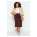 Trendyol Curve Brown Belt Detailed Knitted Skirt