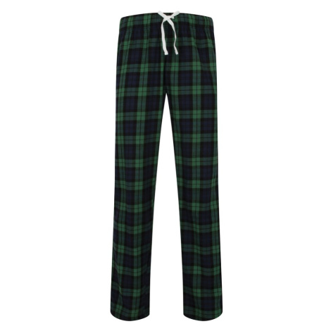 SF (Skinnifit) Pánske flanelové pyžamové nohavice - Tmavomodrá / zelená