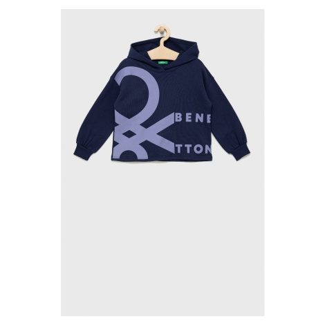 Detská bavlnená mikina United Colors of Benetton tmavomodrá farba, vzorovaná