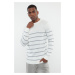 Trendyol Gray Slim Crew Neck Striped Knitwear Sweater