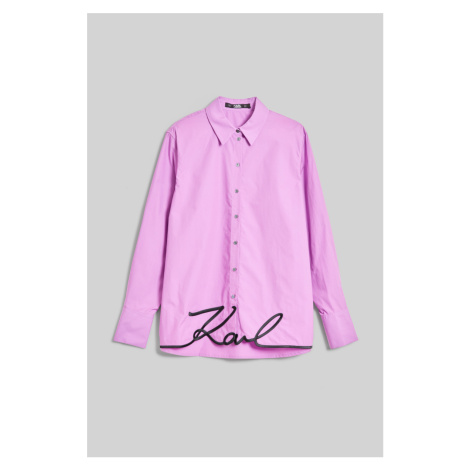 Košeľa Karl Lagerfeld Karl Hem Signature Shirt Fialová