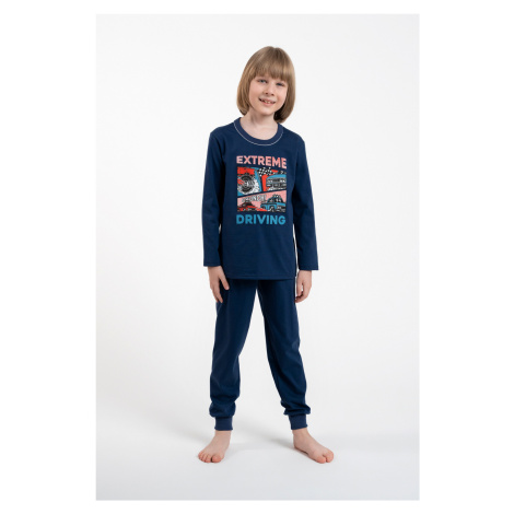 Boys' pajamas, long sleeves, long pants - navy blue Italian Fashion