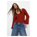 Trendyol Tile Wide Fit Crop Wool Basic Pletený sveter