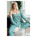 22168 Dewberry Womens Pyjama Set with Dressing Gown-GREEN