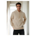 12612 Dewberry Hooded Kangaroo Pocket Mens Sweatshirt-BEIGE