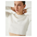 Koton Crop Knitwear Sweater Light Stand Collar Soft Textured