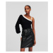 Sveter Karl Lagerfeld Asymmetrical Knit Top Black