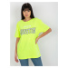 Fluo yellow loose women's t-shirt with print