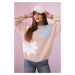 Sweater with floral mohair powder pink