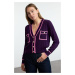 Trendyol Plum Color Block Knit Cardigan