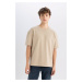 DEFACTO Boxy Fit Crew Neck Cotton Basic Plain Short Sleeve T-Shirt