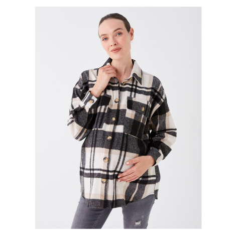 LC Waikiki Plaid Long Sleeve Maternity Lumberjack Shirt Jacket