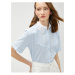 Koton Lace Collar Crop Shirt with Short Sleeves