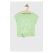 Detské bavlnené tričko Roxy zelená farba