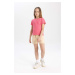 DEFACTO Girl's Pocket Woven Label Shorts