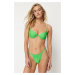 Trendyol Green Tunnel High Leg Brazilian Bikini Bottom