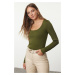 Trendyol Khaki Basic Pool Neck Knitwear Sweater