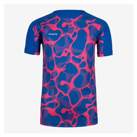 Detský futbalový dres Aqua s krátkym rukávom modro-ružový KIPSTA
