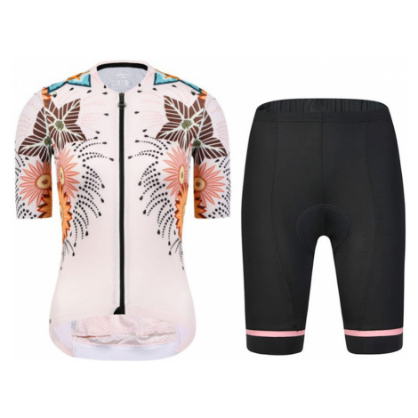 MONTON Cyklistický krátky dres a krátke nohavice - BLOOMS LADY - oranžová/čierna