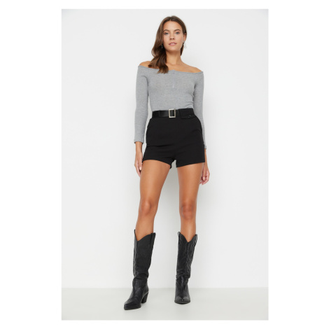 Trendyol Black Belted Woven Shorts