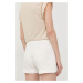 Rifľové krátke nohavice Morgan dámske, biela farba, jednofarebné, stredne vysoký pás
