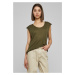 Women's Olive T-Shirt HiLo with Shoulder Zipper