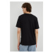 Bavlnené tričko Marc O'Polo čierna farba, jednofarebné