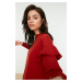 Trendyol Tile Crew Neck Sleeve Ruffle Knitted Sweatshirt