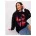 Black women's hooded sweatshirt with patches