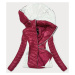 Dvojfarebná červeno / ecru dámska bunda s kapucňou (6318)
