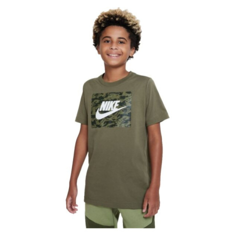 Nike NSW TEE CAMO FUTURA Chlapčenské tričko, khaki, veľkosť