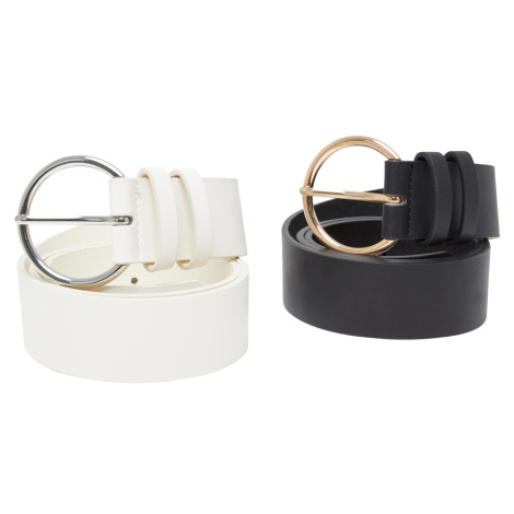 Basic PU Belt 2-Pack Cream + Black Urban Classics